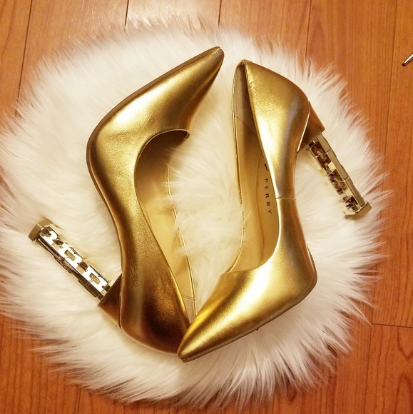 Katy Perry Collections Shoes - Katy Perry Suzanne Suzie Chain Link Gold Heels